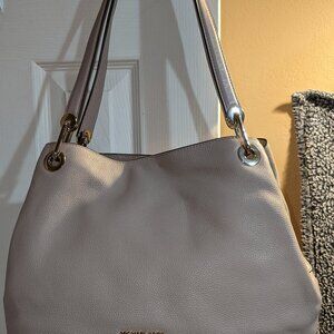 Michael Kors Raven large light tan pebbled leather handbag tote